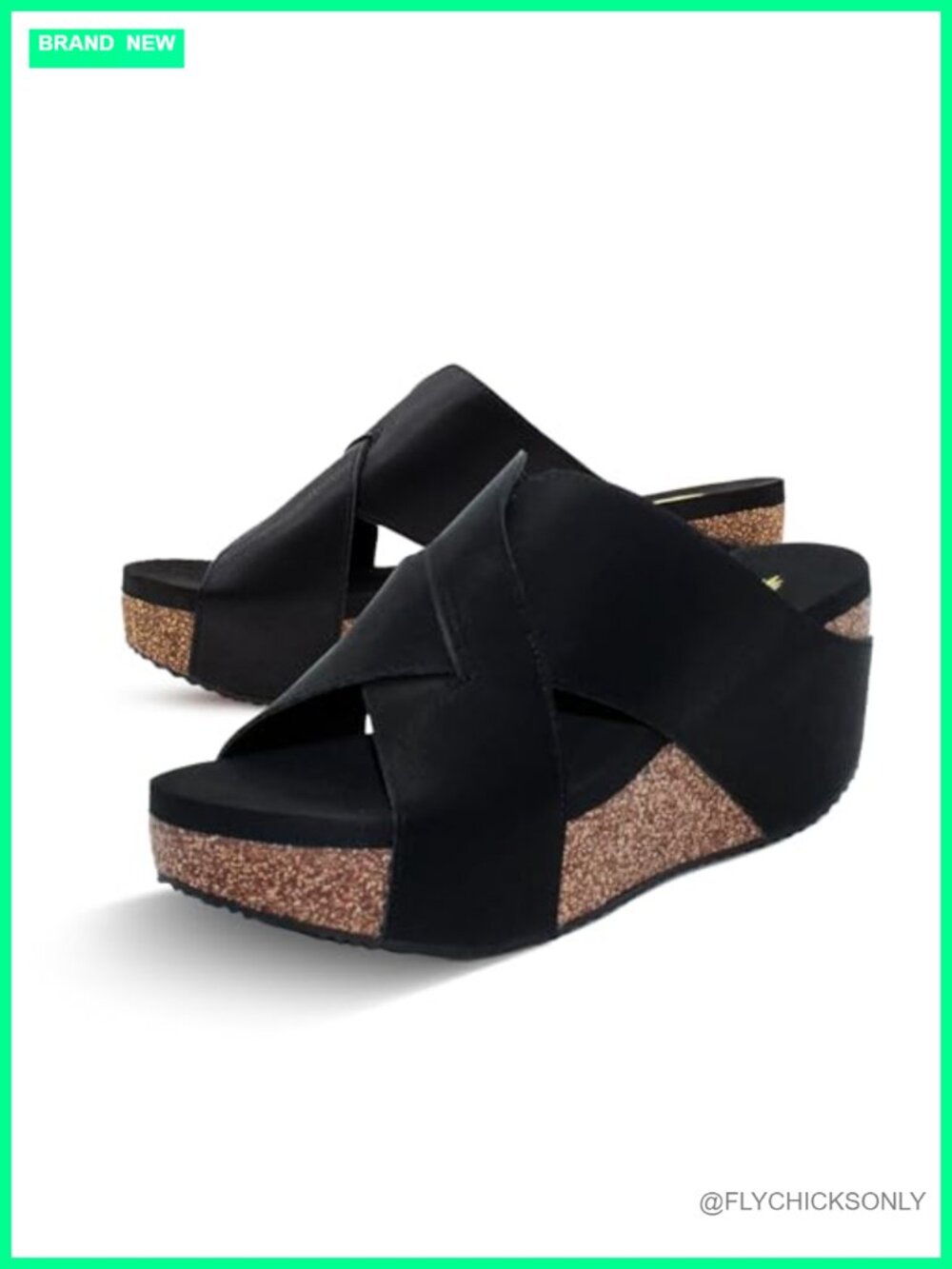 Faux Leather Criss Cross Wedge Sandal Cork Slingback Comfort Open Toe